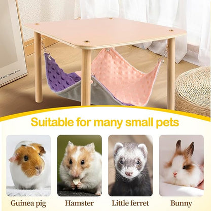 BESNEW Enlarged Guinea Pig Hammock with Wooden Stand,Small Animal Hanging Bed Large Platform for Guinea Pigs Bunny Ferret Hamster Hiding Sleeping 13L x 13W x 11H in
