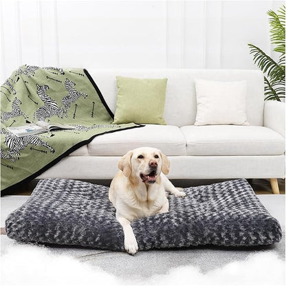 Washable Dog Bed Deluxe Plush Dog Crate Beds, Fulffy Comfy Kennel Pad Anti-Slip Pet Sleeping Mat (35.0" L x 23.0" W x 3.5" Th)