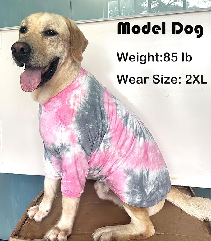 Dog Cotton Pink Tie Dye T-Shirts Soft and Stretchy Breathable Pet Shirt Pajamas Pets Clothes for Large Dogs,XL Pink Tiedye