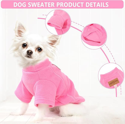 2 Pieces Dog Sweaters with Leash Ring Fall Fleece Dog Clothes for Small Dogs Girl Boy Winter Warm Pet Pullover Sweatshirt Puppy Sweater Outfit Clothing, XS, Pink and Purple