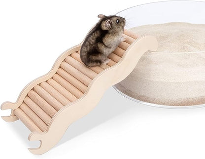 Niteangel Hamster Climbing Toy Wooden Ladder Bridge for Hamsters Gerbils Mice and Small Animals (Medium - 8.26'' L)