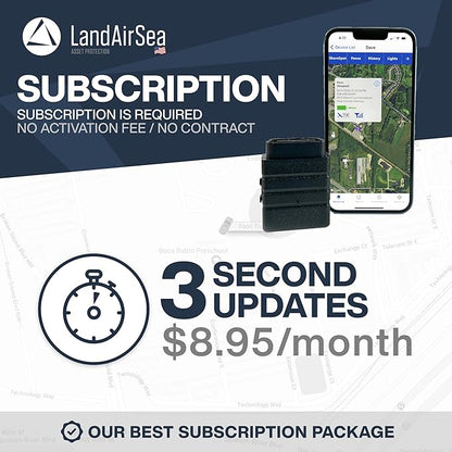 LandAirSea Sync GPS Tracker - 8.95 per month. Full Global Coverage. 4G LTE Real-Time Tracking for Vehicle, Asset, Fleet, and Elderly.
