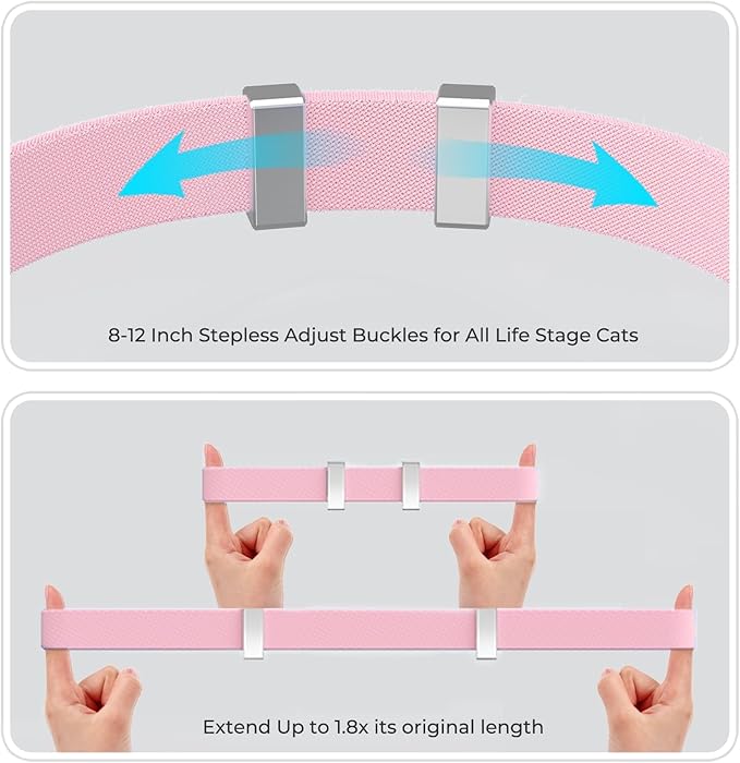 AirTag Cat Collar, Ultra Elastic Cat Tracker Collar with Apple Air Tag Holder, [Lightweight & Scratch Resistant] Stepless Adjustable GPS Pet Tracking Collars for Cats Kittens (Pink)