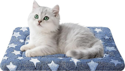Dog Bed Mat for Crate, Soft Kennel Pad, Durable Comfort Mat for Dogs and Cats, Home and Crate Use (NavyBlue&Star, 18"*14"*1.5")