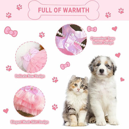 Dog Dresses, Fashion Pet Dog Clothes, Striped Mesh Puppy Dogs Princess Dresses (Pink/Blue/Denim(3pack), XX-Large)