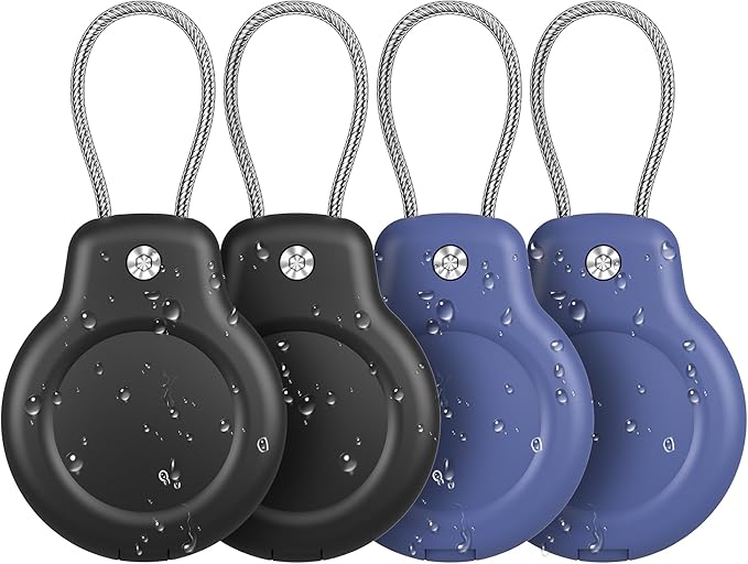 SPGUARD for Holder Case with Keychain 1st/2nd -4 Pack for Apple Holder with Wire Cable Lock Key Ring Chain Tagholder Accessories for GPS Item Tracker Kids,Keys,Luggage