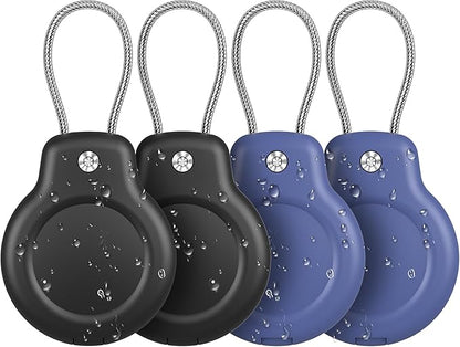 SPGUARD for Holder Case with Keychain 1st/2nd -4 Pack for Apple Holder with Wire Cable Lock Key Ring Chain Tagholder Accessories for GPS Item Tracker Kids,Keys,Luggage