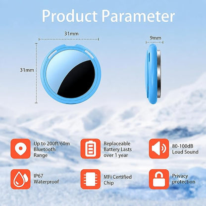 2 Pack Tracker Tags Finder Apple Find My MFi Certified Waterproof iOS Only | Bluetooth Air Smart Tags Item Finder Locator Worldwide Tracking for Key Pets Wallet Backpack Dogs Luggage Replaceable Battery