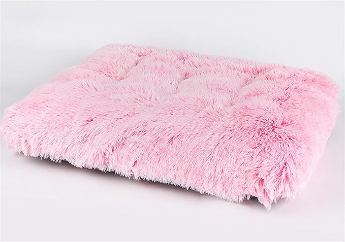 Liveinu Long Plush Calming Pet Bed Cuddler Pet Bed for Dogs and Cats Fluffy Faux Fur Dog Bed with Anti Slip Bottom Machine Washable Pet Sleep Bed Crate Mat Gradient Pink XL