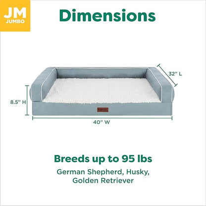 Furhaven Orthopedic Dog Sofa Bed – Memory Foam Couch with Bolsters, Textured Plush & Water-Resistant Cover, Washable Cover, Joint Support - Riverway, Jumbo