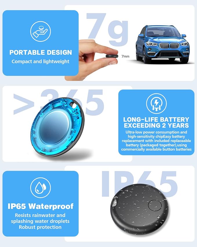 GPS Tracker for Vehicles,2 Year Battery Life,GPS Tracker,2pcs Hidden Magnetic case,Trackers for Tracking Vehicle,2pcs GPS Tracker,Ultra-Slim,No Monthly Fee for Android and iPhone