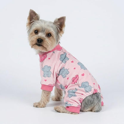 Fitwarm Elephant Fleece Dog Pajamas, Cozy Winter Clothes for Small Dogs Girl, Cute Pet Outfit, Pink, Blue, Medium