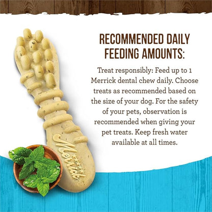 Merrick Fresh Kisses Natural Dental Chews, Toothbrush Shape Treat Infused With Real Mint, For Large Dogs - 4 ct. Bag