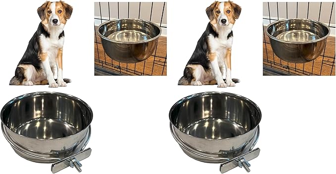 SPOT Coop Cup Bolt Clamp - Stainless Steel Hanging Bowl for Pet Crates, Easy Install, Chew-Proof, Removable Water/Kibble Bowl for Medium Dogs, Cats, Large Birds, Reptiles - 3.75 Cups (30 Oz)