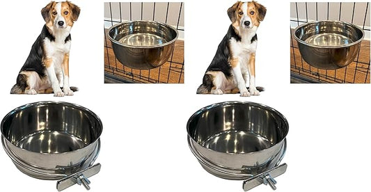 SPOT Coop Cup Bolt Clamp - Stainless Steel Hanging Bowl for Pet Crates, Easy Install, Chew-Proof, Removable Water/Kibble Bowl for Medium Dogs, Cats, Large Birds, Reptiles - 3.75 Cups (30 Oz)