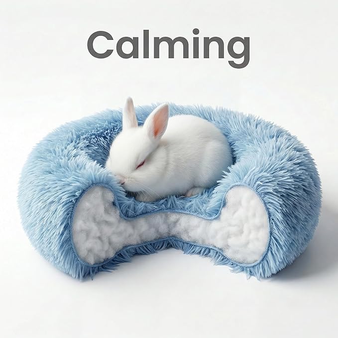 Tiny Dog Bed 11.8 Inch for Extra Small Dogs,Washable Puppy Bed,Soft Faux Fur Calming Donut Bed for Chihuahua Yorkie Maltese Pomeranian,Blue and White