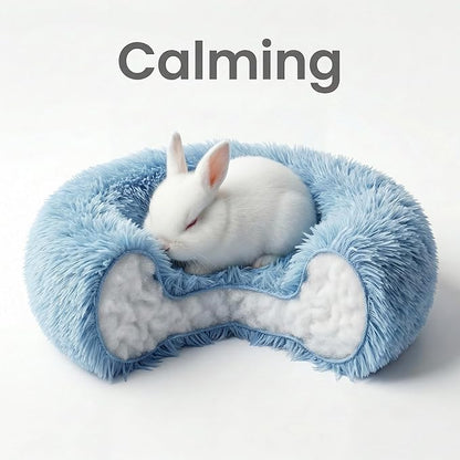 Tiny Dog Bed 11.8 Inch for Extra Small Dogs,Washable Puppy Bed,Soft Faux Fur Calming Donut Bed for Chihuahua Yorkie Maltese Pomeranian,Blue and White