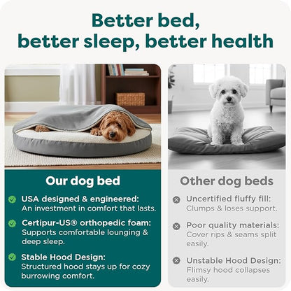 Furhaven 44" Round Orthopedic Dog Bed for Large Dogs w/ Removable Washable Cover, For Dogs Up to 80 lbs - Sherpa & Suede Snuggery - Espresso, 44-inch