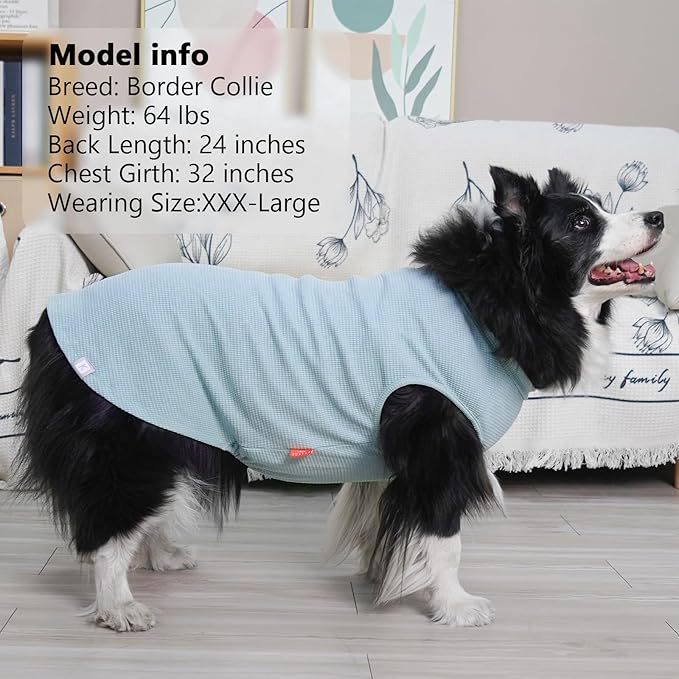 KYEESE 2Pack Waffle Dog Shirts, Lightweight Sleeveless Dog T Shirts for Large Dogs Boy, Breathable Pet Vest Comfort Tank Top Soft Dogs Clothes for Daily Wear, Blue+Grey, 3XL