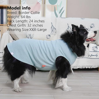 KYEESE 2Pack Waffle Dog Shirts, Lightweight Sleeveless Dog T Shirts for Large Dogs Boy, Breathable Pet Vest Comfort Tank Top Soft Dogs Clothes for Daily Wear, Blue+Grey, 3XL