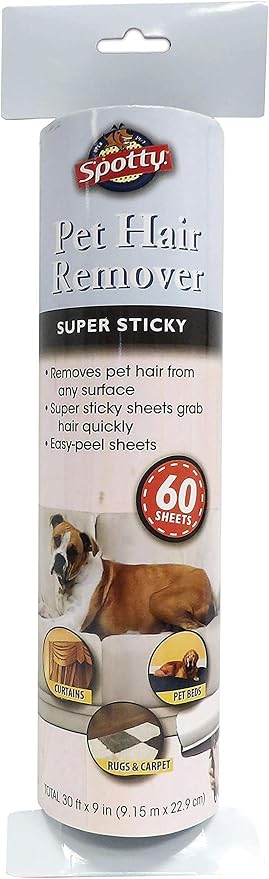 Supersize Extra Sticky, Adhesive Lint Roller Refill, Pet Cat & Dog Hair Remover for Clothes and Furniture, 60 Sheet ct (Pack of 6)