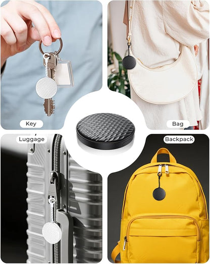 2 Pack Smart Trackers, Portable Bluetooth Tracker, Anti-Lost Device for Keys Luggage Satchels Backpacks and Pets, Works with Apple Find My App (iOS Only, Not Compatible with Android)-White & Black