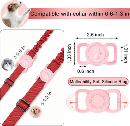 Waterproof Silicone AirTag Holder for Dog Collar, Pink | Full waterproof seal | Fits Most Collars | Soft Durable Silicone | Anti-loss Secure Fit | Lightweight & Signal-friendly