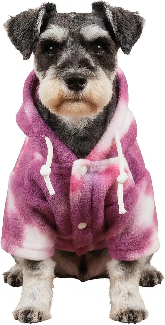 Mklhgty Tie Dye Dog Hoodie, Winter Coat for Small Dogs - Ultra-Soft Adjustable Warm Hood, Breathable Comfort Fabric for Daily Use