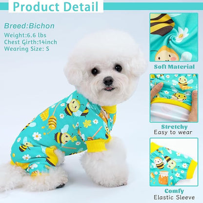 XPUDAC 4 Pieces Dog Pajamas for Small Dogs Boy Girl Soft Stretchy Pjs Onesies Puppy Clothes for Dog Cat Pet Outfits, M