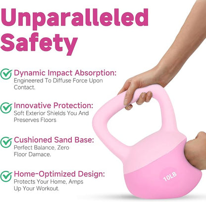 Leikefitness Soft Kettlebells,Weights for Women and Men,Home workout. | Color Coded Anti Slip Grip Kettlebell,Cushioned Impact-Resistant Base,Wide Handle Design