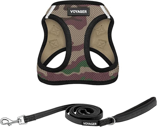 Best Pet Supplies Voyager Step-in Air All Weather Mesh Harness and Reflective Dog 5ft Leash Combo with Neoprene Handle, for Small, Medium and Large Breed Puppies - Set (Army Base), Medium