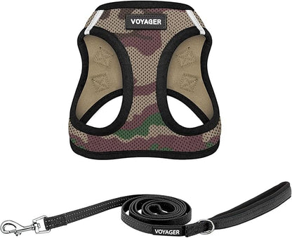 Best Pet Supplies Voyager Step-in Air All Weather Mesh Harness and Reflective Dog 5ft Leash Combo with Neoprene Handle, for Small, Medium and Large Breed Puppies - Set (Army Base), Large