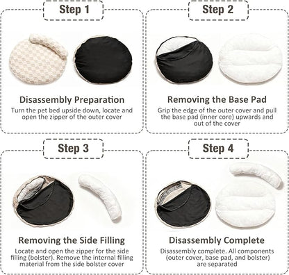 Orthopedic Dog Bed for Medium Small Dogs and Cats Calming Pillow Pet Couch Sofa Puppy Bed with Removable Washable Cover Oval 3D Checkered Plush Pet Furniture 30x25x7 Indoor Beige