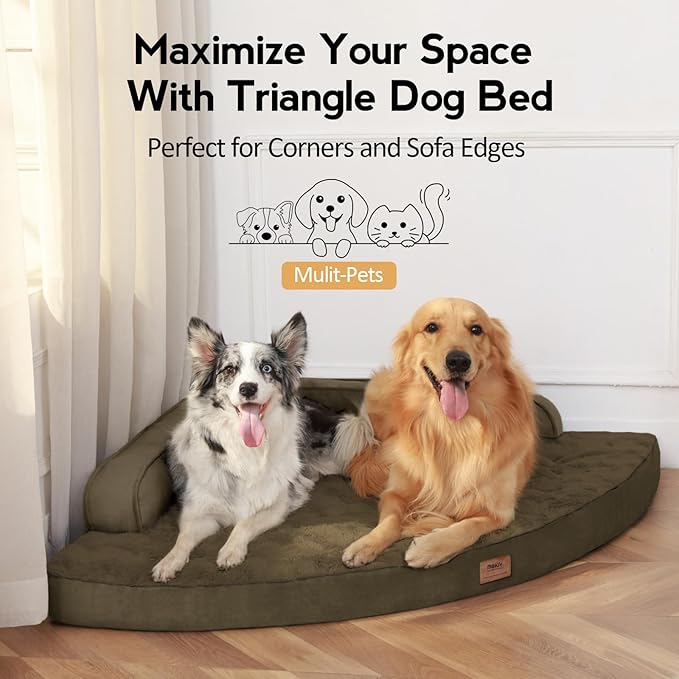 MEKIY Large Orthopedic Dog Bed with Sides Big Dog Beds with Removable Washable Cover Non-Slip Waterproof Pet Bed for Medium Large Dogs - Light Coffee L