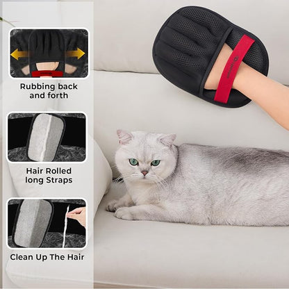 Pet Hair Removal Glove Cat & Dog, Electrostatic Reusable Hair Remover Tool | 2026 Upgraded washable 5-Finger pet hair remover works for laundry, couch, carpet & car seat, removes dog and cat fur easily