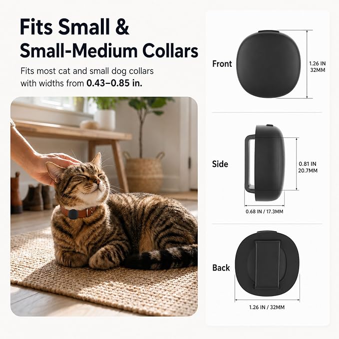 Cat Collar Holder Case for Life360 Tile Sticker 2024 (Smallest Tracker) | Lightweight, Ultra-Durable Anti-Lost Silicone Protective Cover for Pet Accessories, Fits 0.43-0.85" Width, 2-Pack Dark Blue