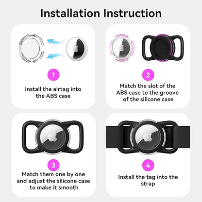 Waterproof AirTag Holder for Dog Collar, Soft Slide-On Dog AirTag Holder | Full-Body Protection, No-Dangle Fit, Ultra-Durable, Lightweight, Tool-Free Installation, Clear Cover, Fits Dog & Cat Collars