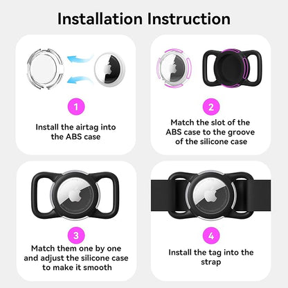 Waterproof AirTag Holder for Dog Collar, Soft Slide-On Dog AirTag Holder | Full-Body Protection, No-Dangle Fit, Ultra-Durable, Lightweight, Tool-Free Installation, Clear Cover, Fits Dog & Cat Collars