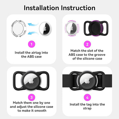 Waterproof AirTag Holder for Dog Collar, Soft Slide-On Dog AirTag Holder | Full-Body Protection, No-Dangle Fit, Ultra-Durable, Lightweight, Tool-Free Installation, Clear Cover, Fits Dog & Cat Collars