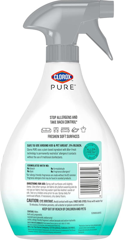 Clorox PURE Allergen Neutralizer Fabric and Carpet Spray, Clean Breeze, 26 Fluid Ounces (Pack of 2)
