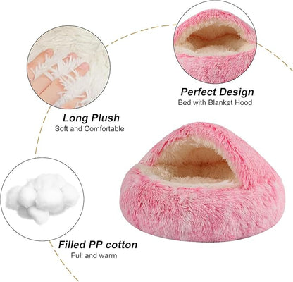 Dog Beds for Small Dogs, Cat Bed Cave, Washable Cute Cat Bed, Cozy Nook Pet Bed for Dogs or Cats, Anti-Slip Puppy Bed Fits up to 12 lbs Pets(Pink, 20" x 20")