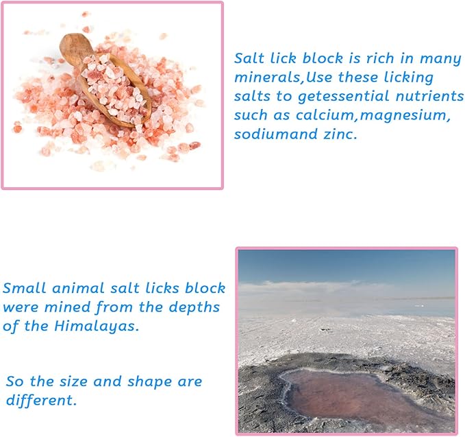 PINVNBY Rabbit Himalayan Salt Lick Block,Small Animals Chew Toys Rabbits Pink Natural Mineral Salts Blocks for Horses Bunny(8 Pcs)