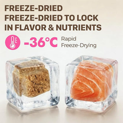 Freeze Dried Dog & Cat Treats – Single Ingredient Salmon, High Protein Training Treats & Food Topper, 3.5 oz