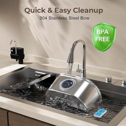 PEKTACO Wireless Cat Water Fountain, 108oz/3.2L Stainless Steel, 3 Filters | 3 smart modes, 25 dB quiet pump, multi-layer filtration, BPA-free parts, dishwasher-safe bowl, easy-clean for daily use