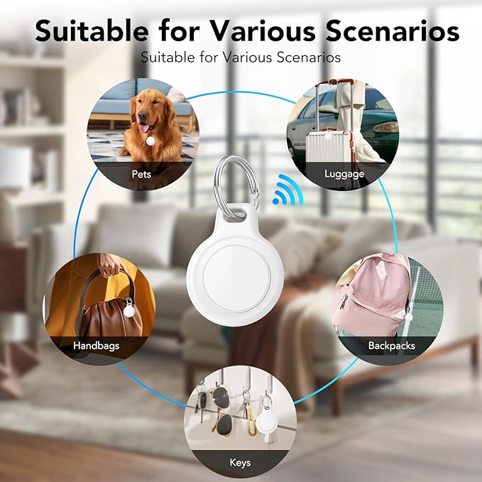 Air Tracker Tag-2 Pack, Smart Bluetooth Tracker for Apple Find My (iOS Only), IP67 Waterproof Tracker with Keychain, Item Finder and GPS Finder for Keys, Luggage, Wallet, etc, Replaceable Battery