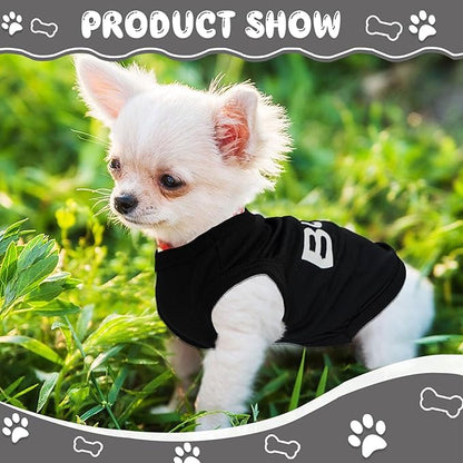 4-Pack Dog Clothes for Small Dogs Black Security Dog Shirt Soft Chihuahua Clothes Cute Male Puppy Clothes Pet Clothing for Small Dog Boy XXS