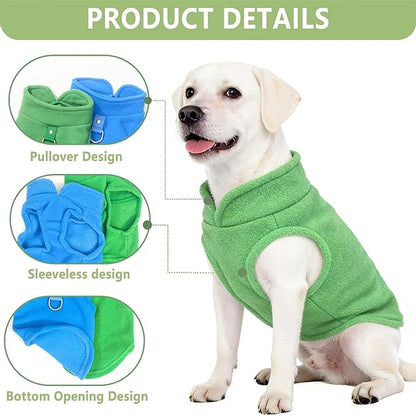 2 Pack Large Dog Sweater, XXXL Dog Sweater, Fleece Dog Sweaters with Leash Ring Winter Warm Pet Sweater Thick Clothes Pullover Dog Sweatshirt Coat,XXXL (Blue,Green)