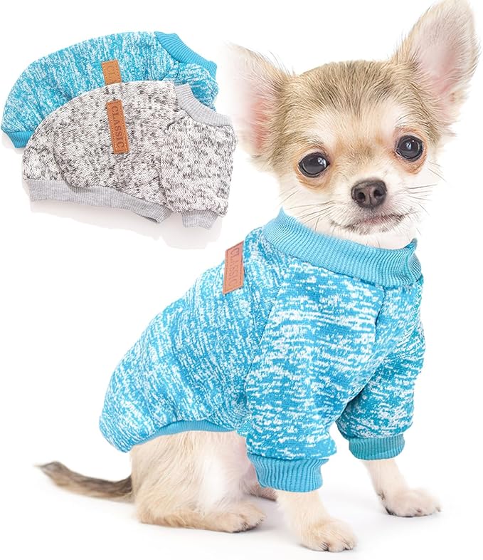 2 Pieces Dog Sweaters for Small Dogs Clothes Male Winter Fleece Puppy Sweater Warm Thick Outfit Pet Small Dog Sweater for Boy Girl Yorkie Chihuahua,XS