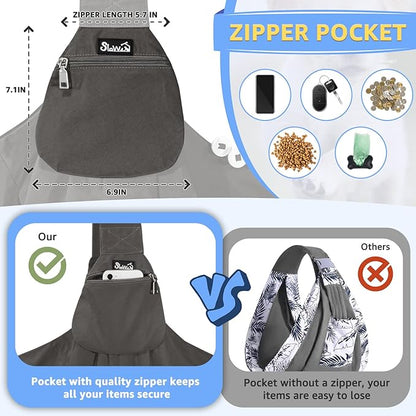 SlowTon Dog Carrier Sling - Thick Padded Shoulder Strap Adjustable Dog Carriers for Small Dogs, Puppy Carrier Purse for Pet Cat with Front Zipper Pocket Safety Belt Machine Washable (Grey S)