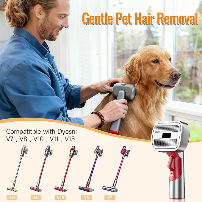 Pet Grooming Kit Dog Hair Vacuum Attachment for Dyson V7 V8 V10 V11 V15， Pet Hairs Parts Head Replacement，Effective Grooming & Cleaning， Hair Grooming Tools for Dog and Cat， 6 Pack